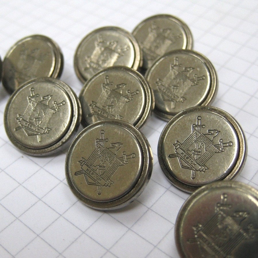 10 Small Pewter Hepton Buttons