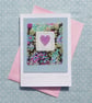 Hand-stitched heart card with cheerful Liberty tana lawn cotton background - Image 3