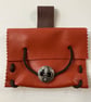 Small Pouch - Red Leather Medieval Style - Fleur de Lis Closure FREE SHIPPING - Image 5