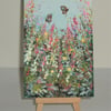 floral garden glitter acrylic original art painting ( ref F 619)