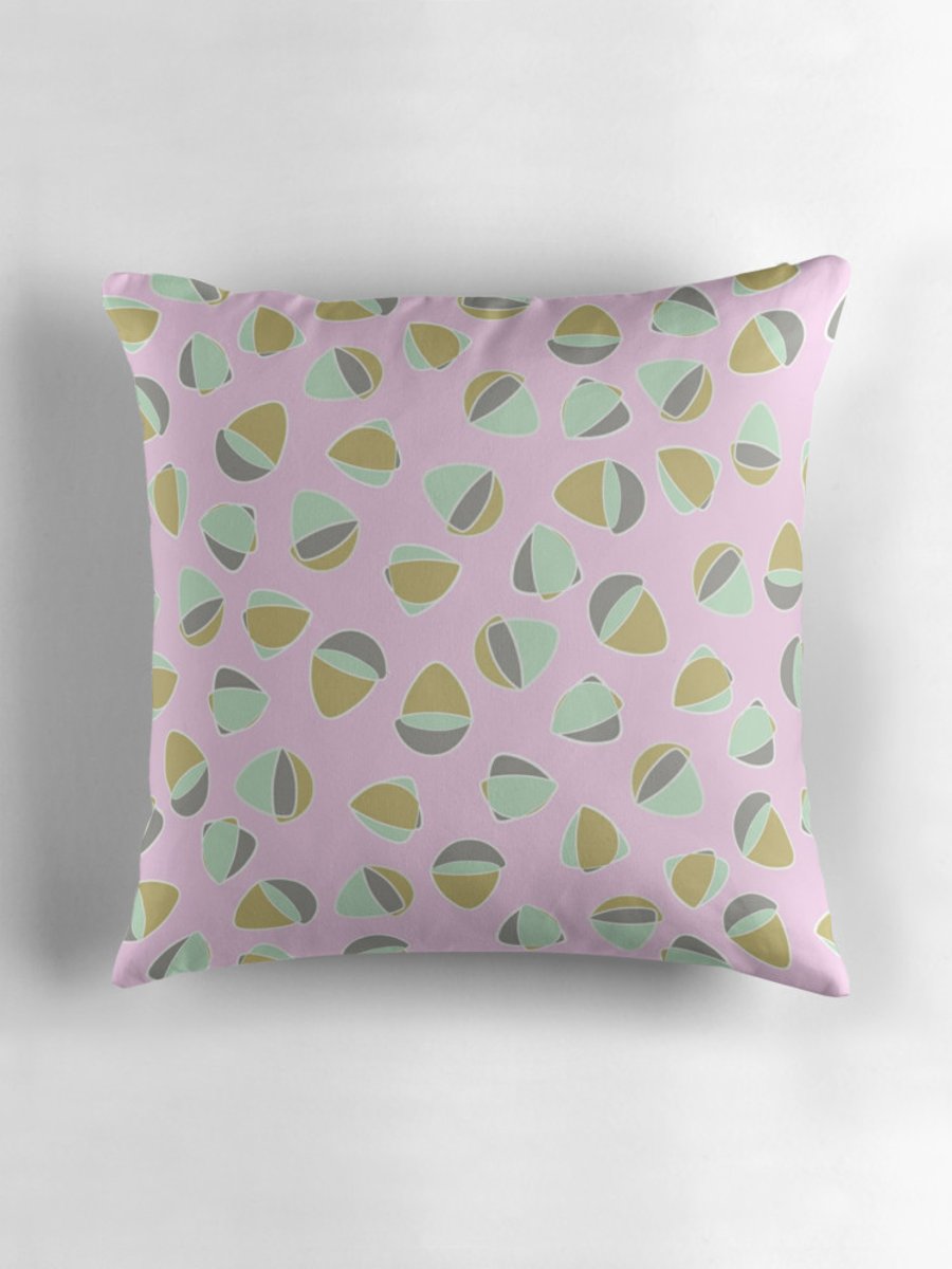 Pink, Grey, Mint and Gold Cushion Cover 16 inch