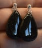 Black Speckled Teardrop Earrings - Image 4