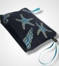 Navy Blue Sea Shells Linen Makeup Bag - Image 4