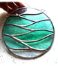 Making Waves Teal Stained Glass Suncatcher Handmade Ring Sea - Image 3