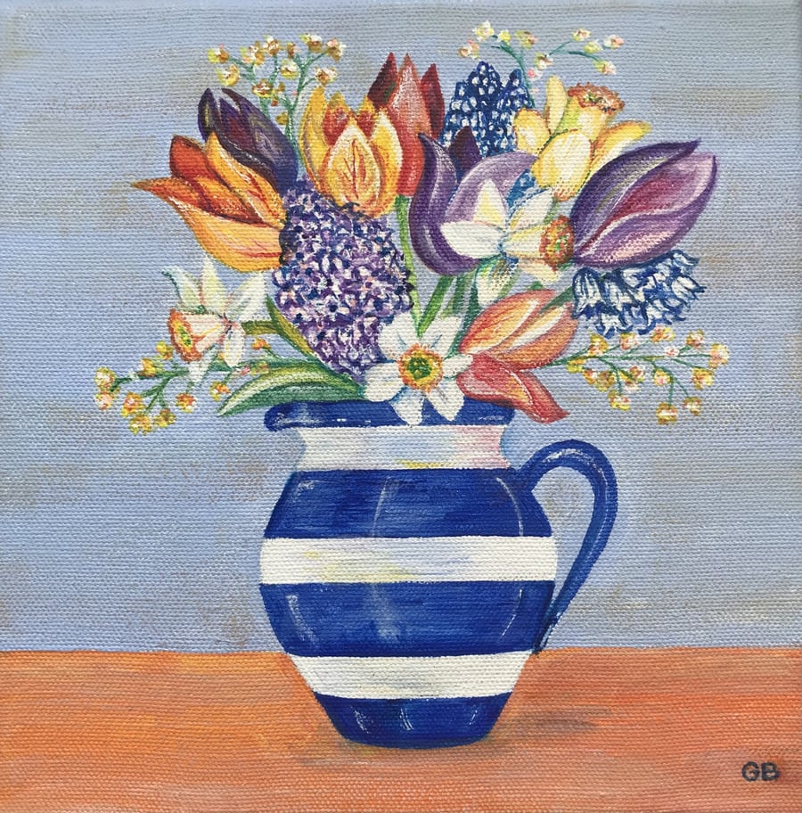 Original Spring Flowers Painting, Acrylic, Spring Flora.