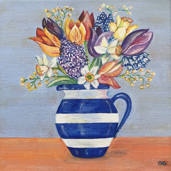 Original Spring Flowers Painting, Acrylic, Spring Flora.