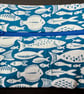 Small zipped purse - white fish on mid blue - Image 2