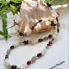 Natural Ruby Red Garnet, Moonstone, Peridot Sterling Silver Necklace