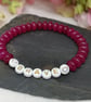 Pink chalcedony "brave" stretch gemstone bracelet, manifest, intention - Image 3