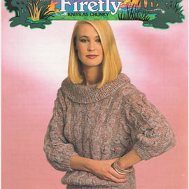 Vintage Knitting Pattern B7333: Patons Chunky Cable Sweater with Rib Collar