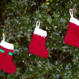 Three Christmas Stocking decorations - red