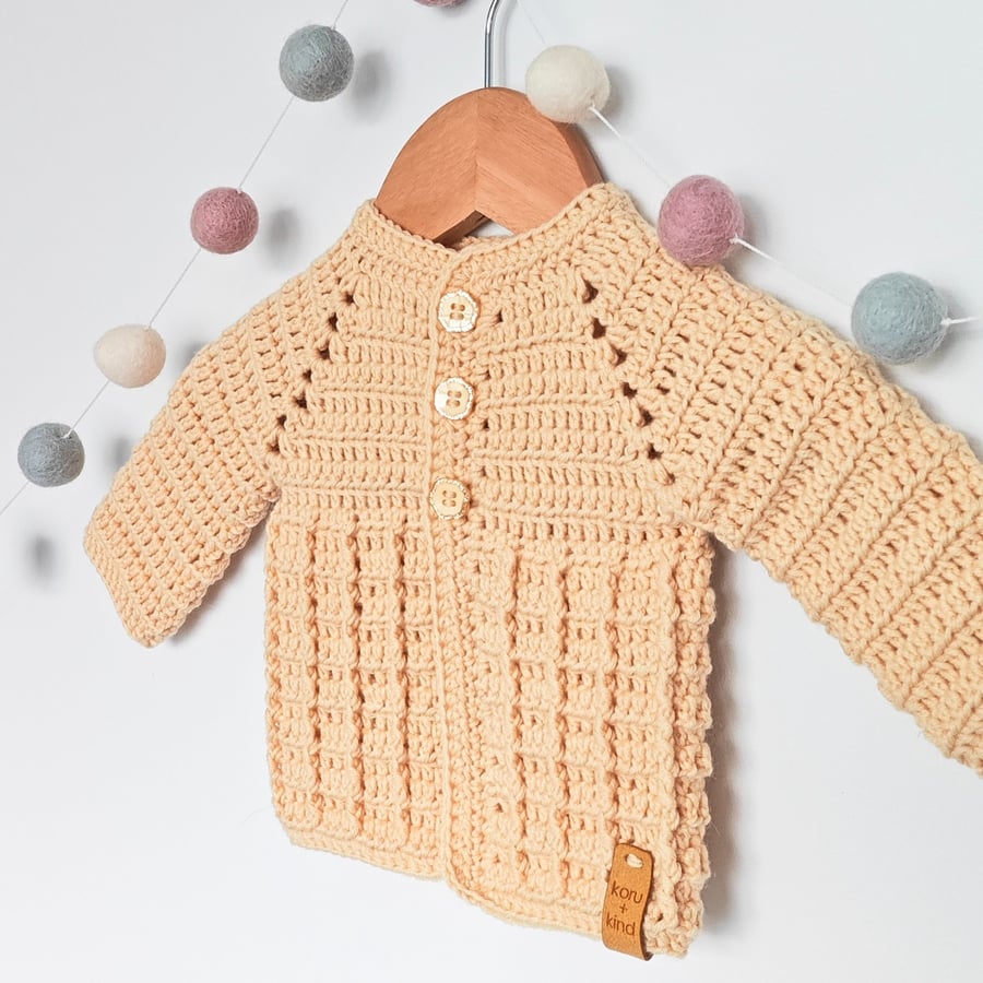 Merino Wool Baby Cardigan Light Yellow 
