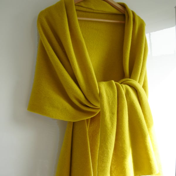 Lambswool Wrap  Shawl - British Spun Wool - Colour Sunflower Yellow