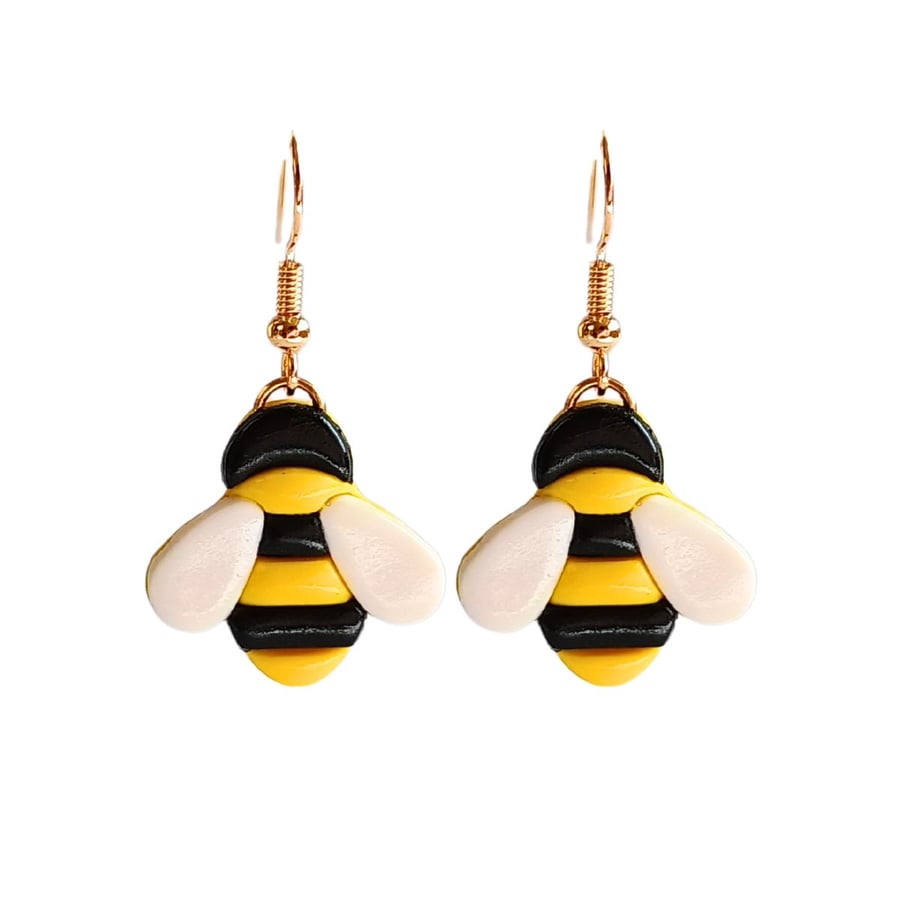 Bee Dangly Earrings, Bug Jewellery, Nature Inspired Accessory