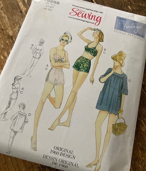 Vogue Vintage V9255 Original 1960's Designs - Bikini, Shorts and Cover Up 6 - 22