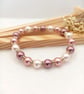Pearl Bracelet - Pink Pearl Stretch Bracelet - Special Occasion 