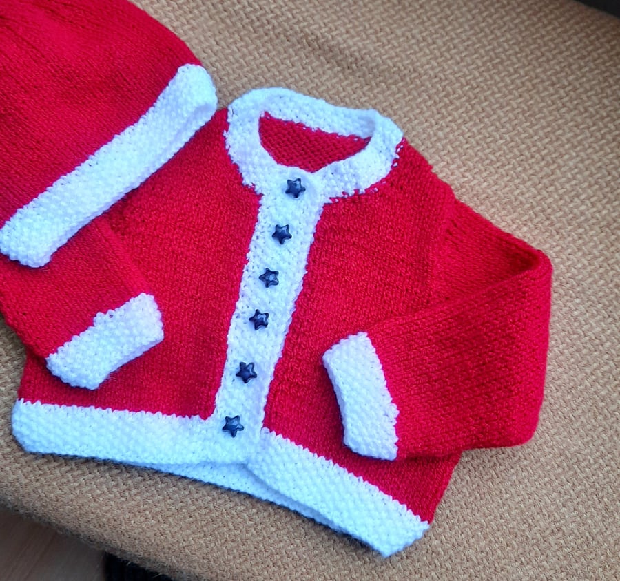 Hand knitted Santa Baby set