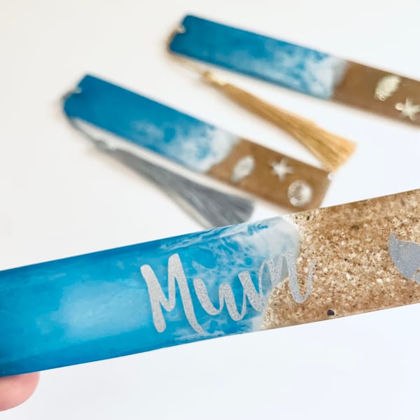 Custom personalised bookmark, beach theme gifts, stocking filler for him