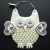 Cream Owl ceramic hanging decoration 