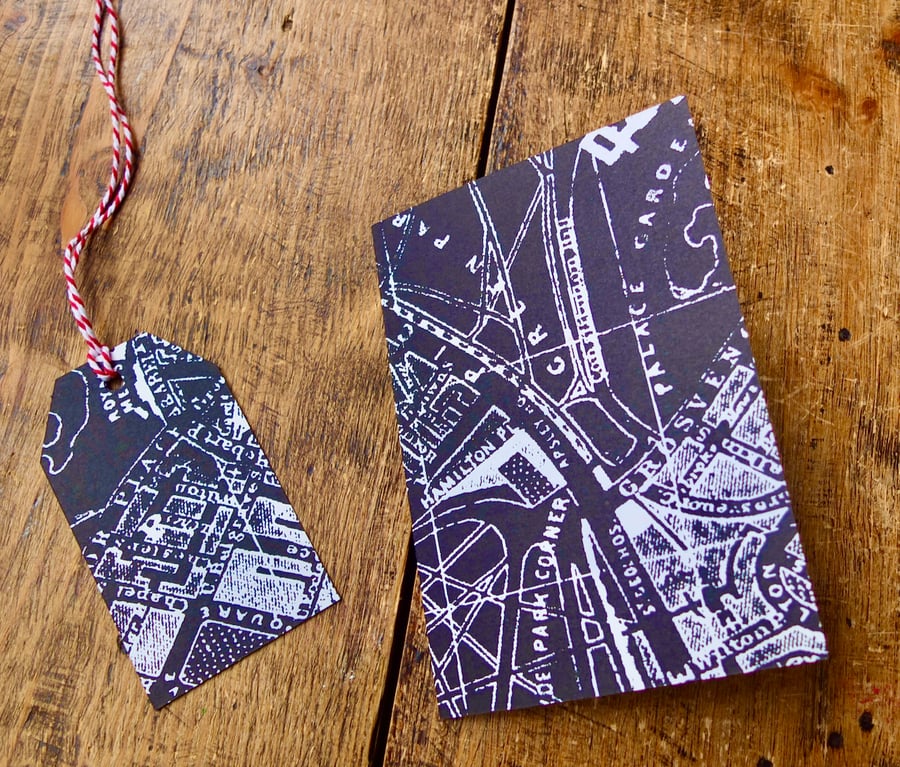 Vintage Street Map of London Greeting Card and Gift Tag