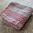 Handmade crocheted baby Blanket pink and white