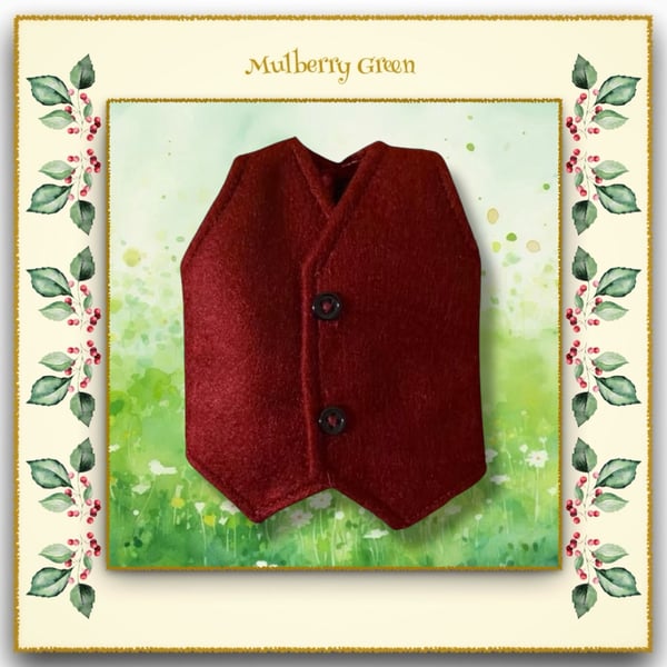 Burgundy Tailored Felt Waistcoat 