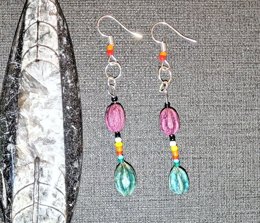 Native American Inspired Ghost Bead Earrings
