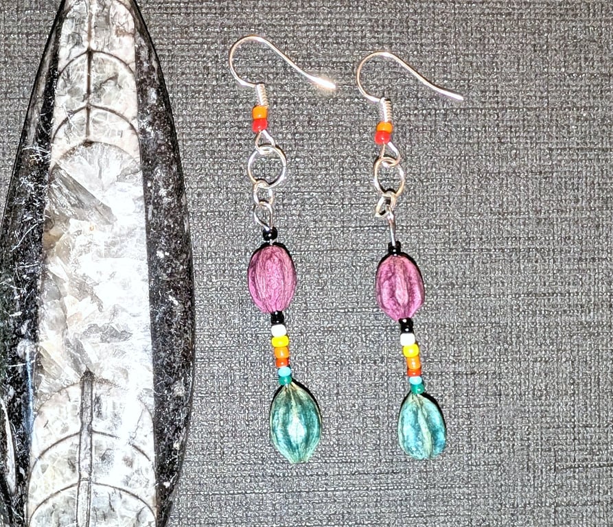Native American Inspired Ghost Bead Earrings