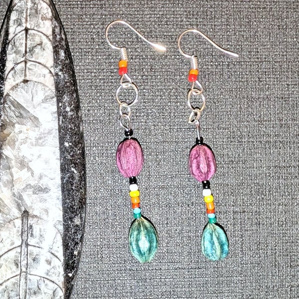 Native American Inspired Ghost Bead Earrings