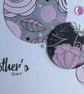 Large Mother's Day Card - Pink, Black & Grey Floral Circles - Image 7