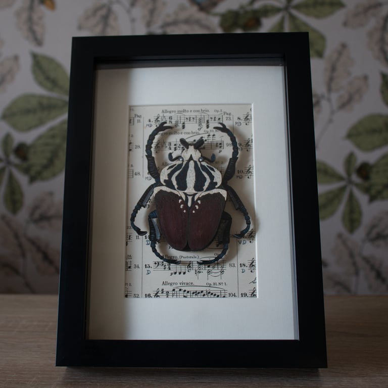 Goliath Beetle - Hand Painted Wooden Art