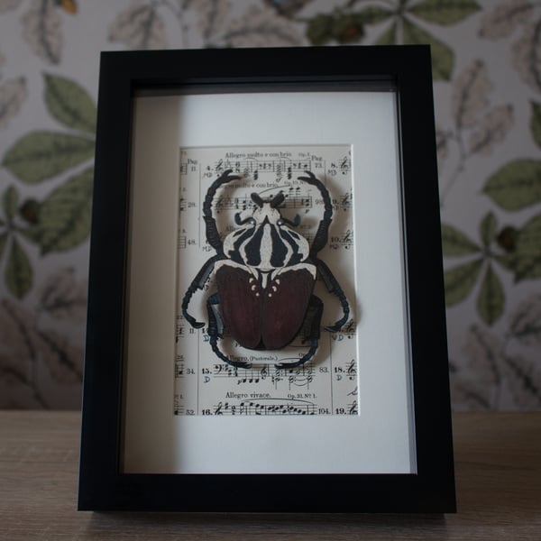 Goliath Beetle - Hand Painted Wooden Art