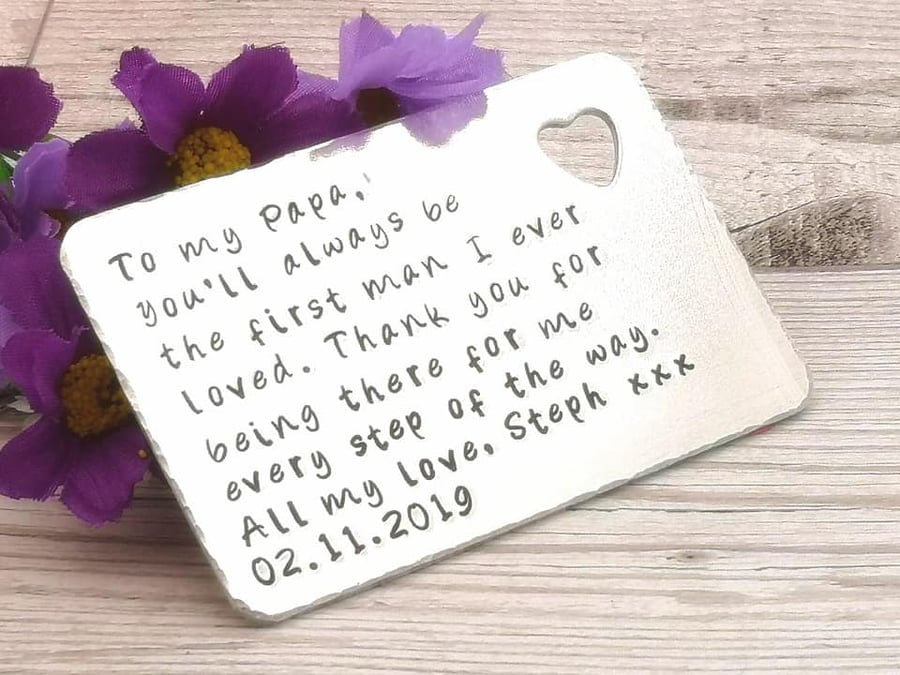 Personalised Wallet Insert Card - 10th Wedding Anniversary - Father Of The Bride