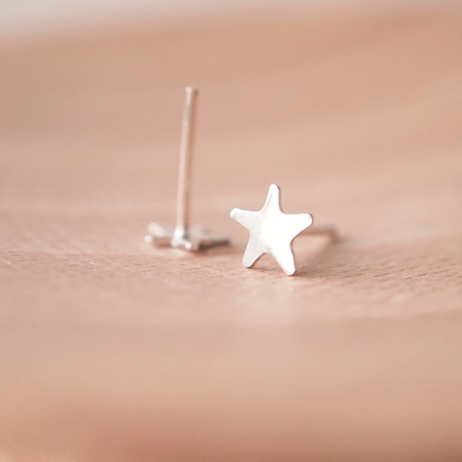 Tiny Silver Star Earrings, Sterling Silver Studs, Small Stud Earring