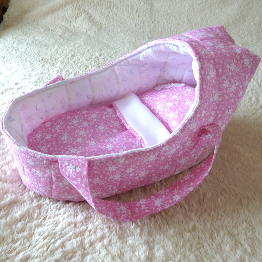 Doll's Carrycot with daisy design suitable for 14 inch dolls