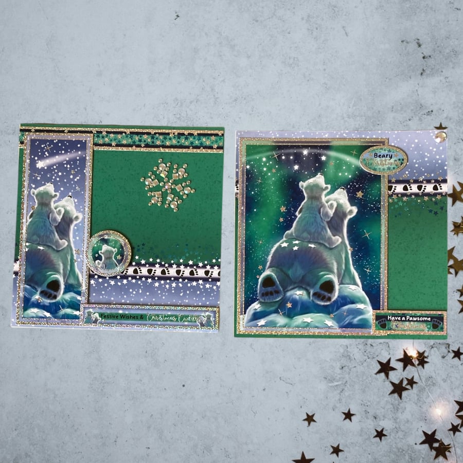 Christmas Cards. Set of two polar bear Christmas cards.