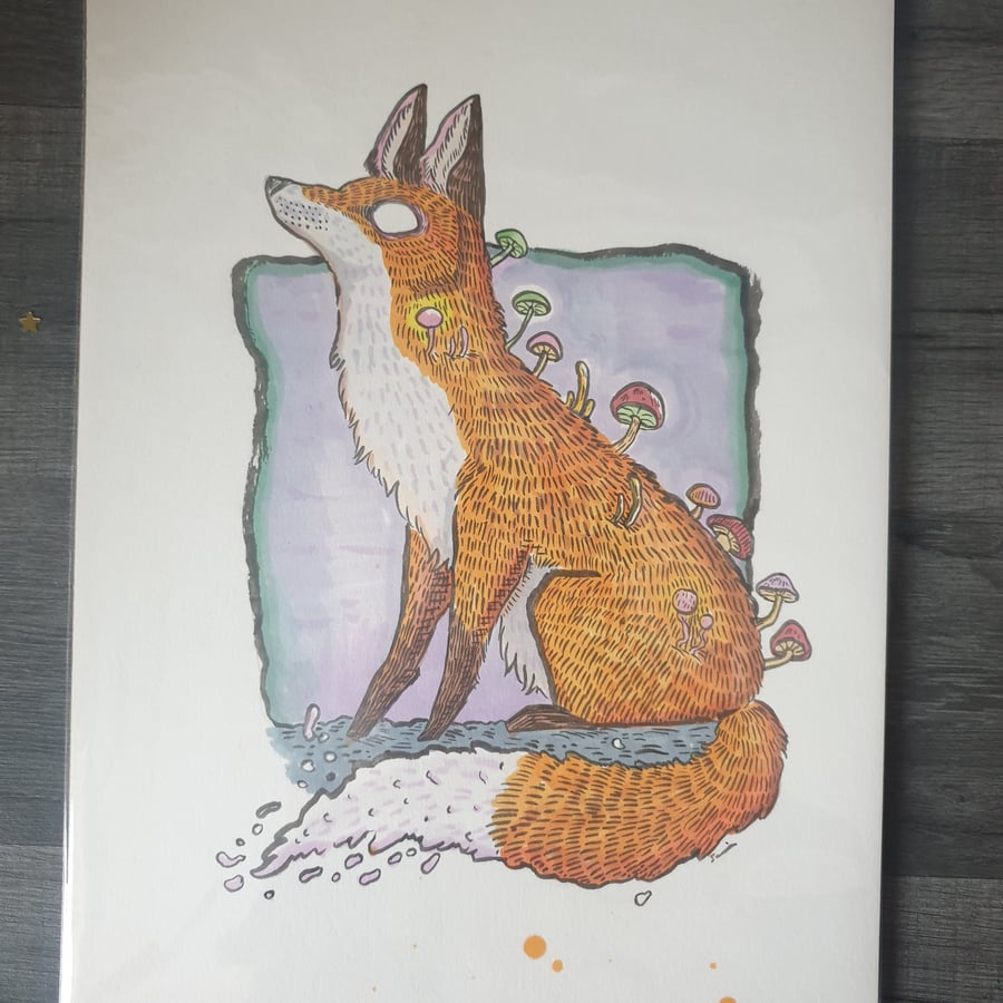 Mushroom Fox Illustration