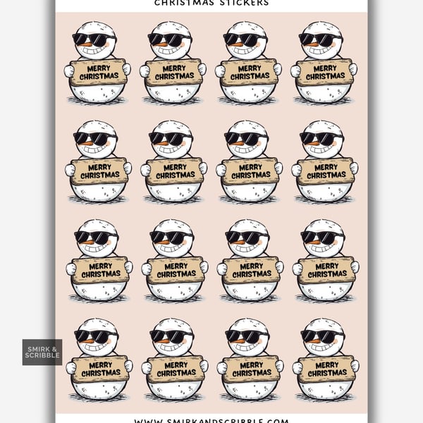 Funny Vinyl Sticker Sheet For Adults - Xmas Snowman