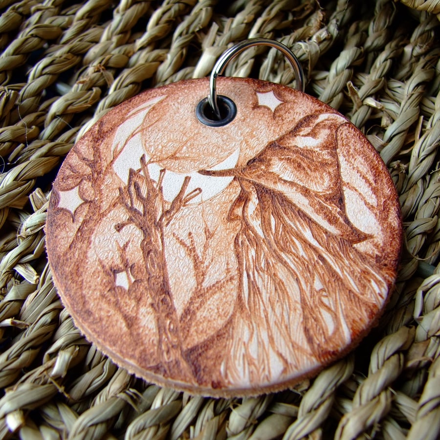 Wizard Pyrography on Leather Keyring
