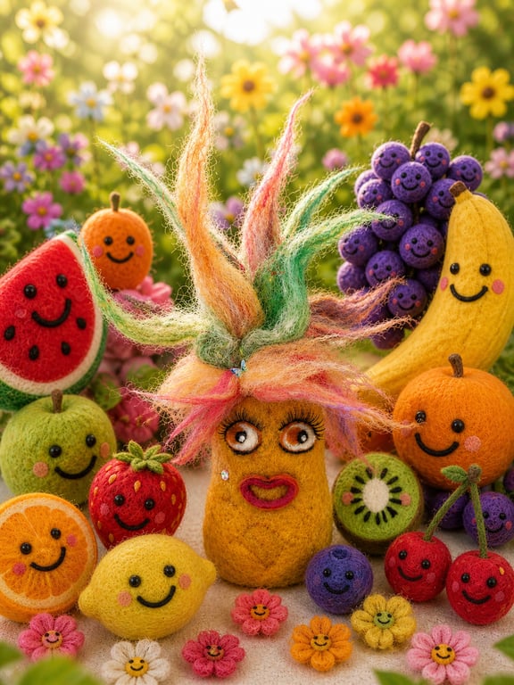 Needle Felted Pineapple, Wool Pineapple, Felt Pineapple