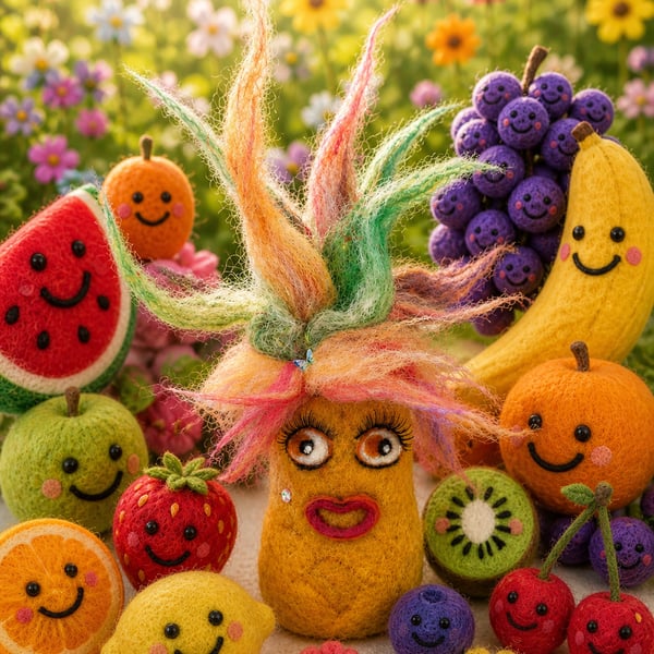 Needle Felted Pineapple, Wool Pineapple, Felt Pineapple