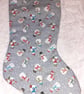 Colourful snowmen on silver grey Christmas stocking - Image 1