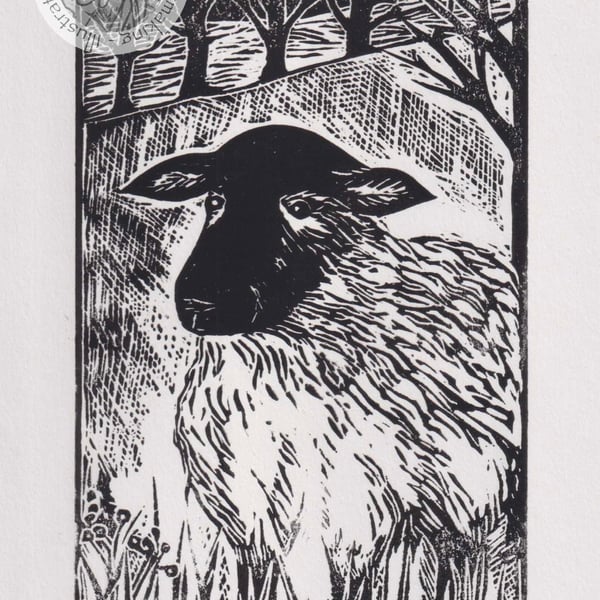 Sheep - original linocut