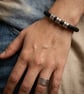 Personalised Men's Leather Bracelet with Three Hand Stamped Name Rings - Image 2