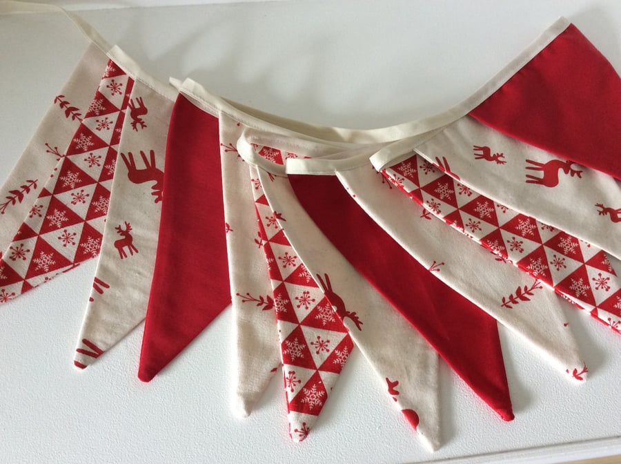Scandi Christmas Bunting - 12 flags new for 2015 with reindeer