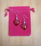 Red heart earrings with glass bead - Image 1