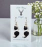 Charm Earrings - Black & White Cat 