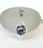 Black shell necklace, wire wrapped necklace - Image 3