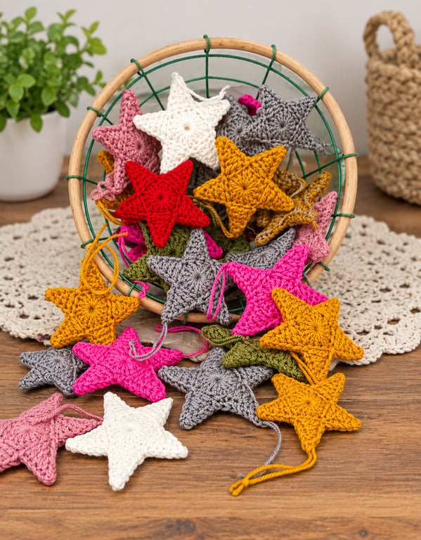 Handmade Crochet Stars, Little Stars, Christmas tree ornament