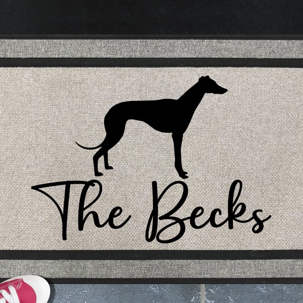 Greyhound Door Mat No.1 - Personalised All Weather Doormat - 45x70cm 